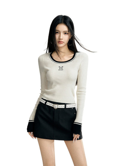 Black &amp; Beige Butterfly Printed Sweater