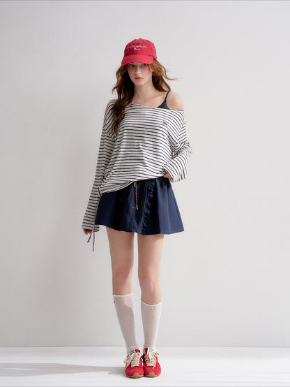 Ruffle Drawstring Mini Skirt