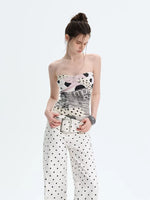 Beige Polka Dot Bandeau Top
