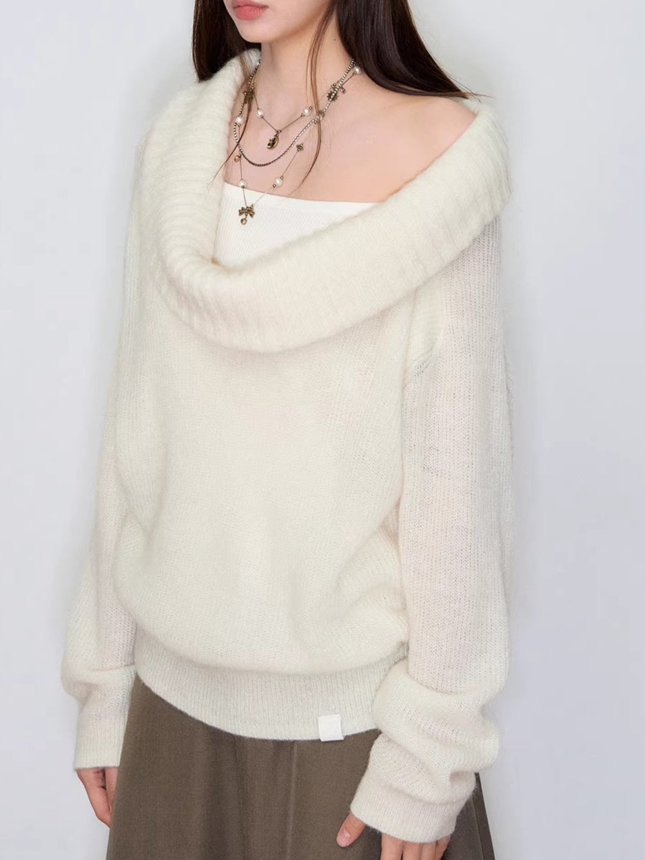 Draped Neck Knit Sweater