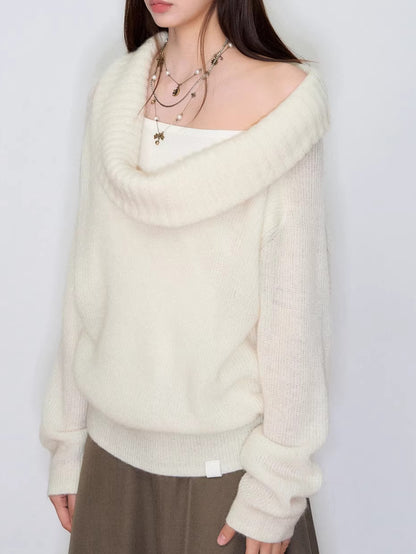 Draped Neck Knit Sweater