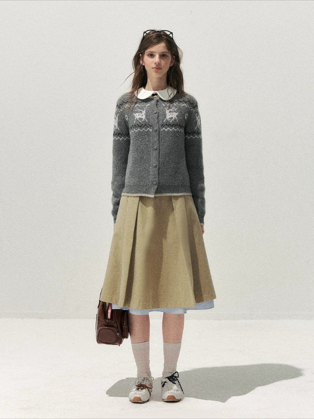 Deer Fair Isle Knit Cardigan