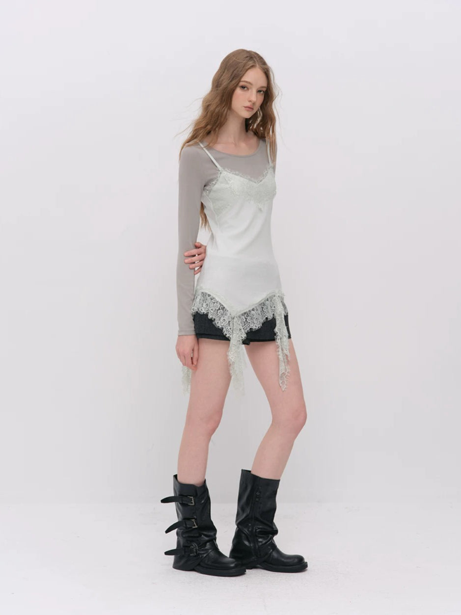 Irregular Lace Layered Top