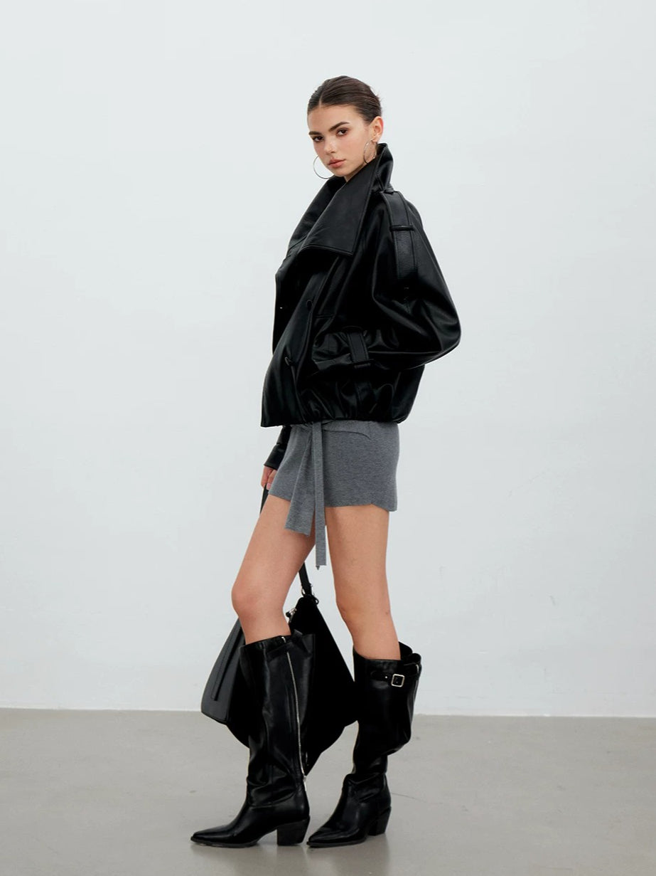 Shawl-Lapel Double-Breasted Jacket