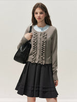 Ruffle Trim Vintage Knit Sweater