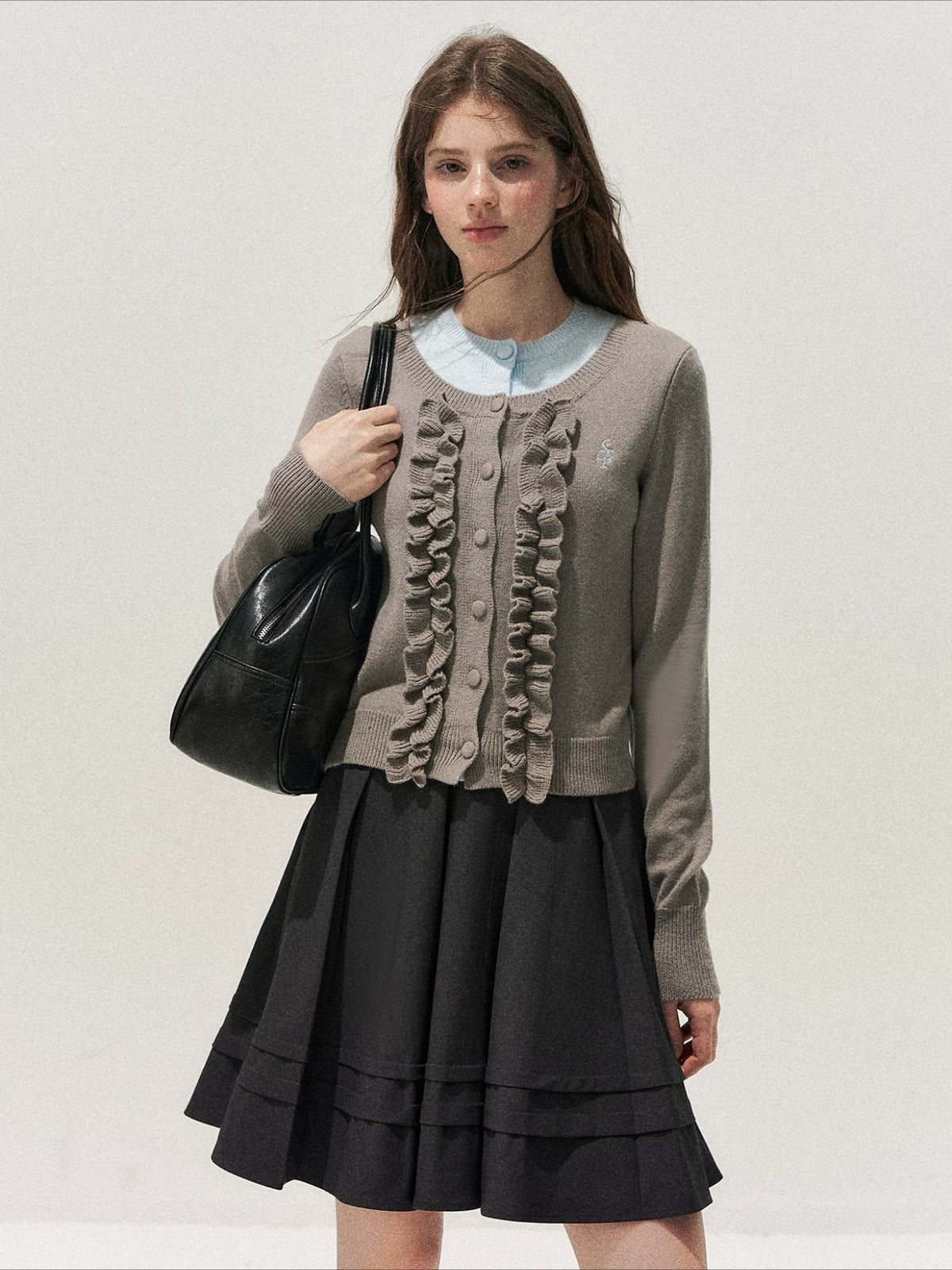 Ruffle Trim Vintage Knit Sweater