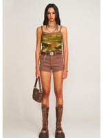Compass Dancer Denim Flat Shorts Sand