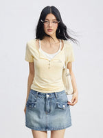 Layered Contrast Collar Tee