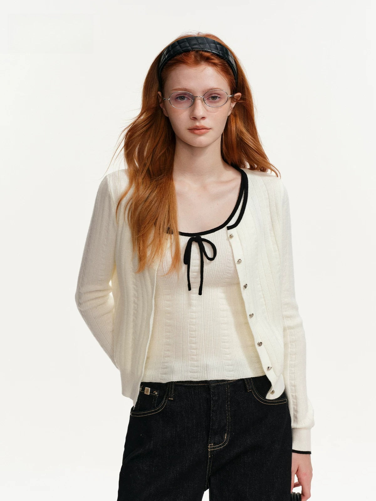 Contrast Trim Knit Twin Set