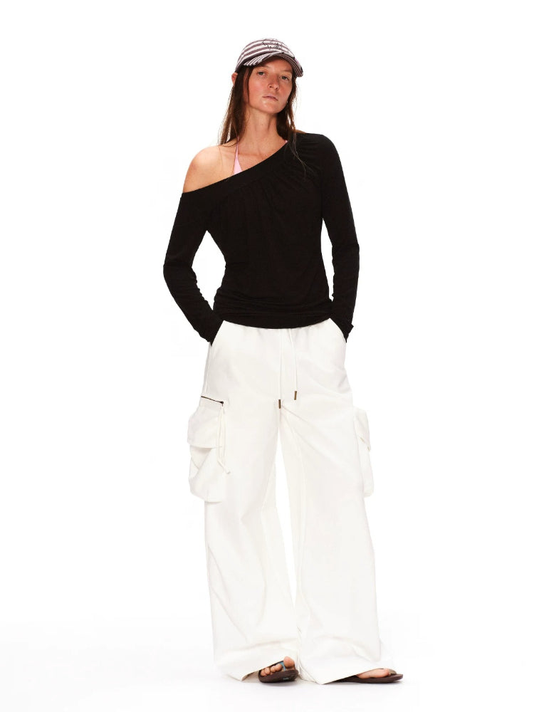 Asymmetrical Draped Lyocell Tee