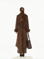 Brown Suede Belted Coat