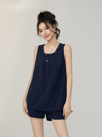 Solid-Color Cooling Vest &amp; Skirt Set