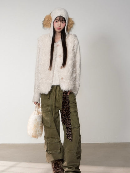 Shearling Logo Pin Curly Vest