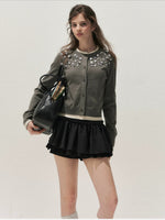 Beaded Contrast Knit Sweater