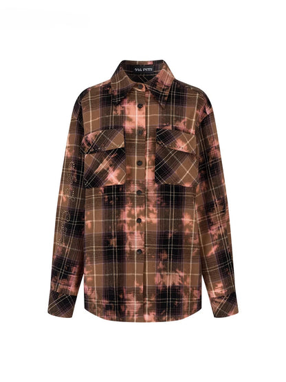 Oversized Plaid Studded Shirt