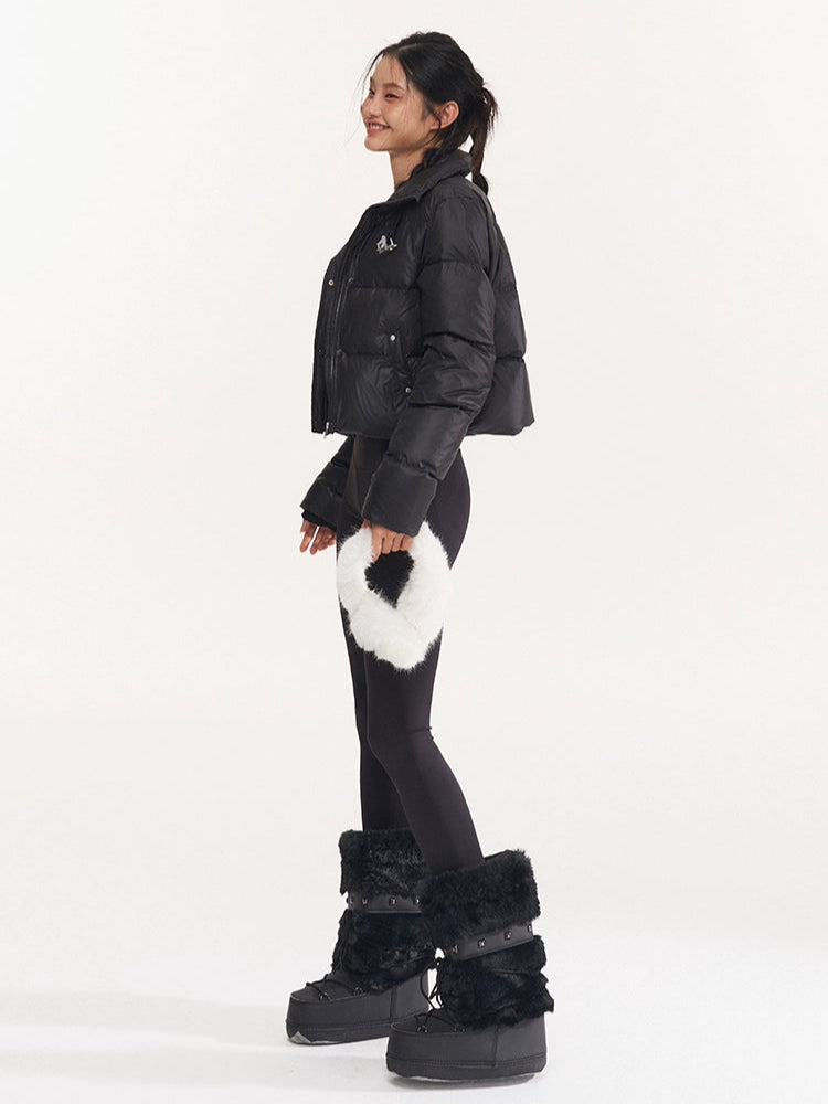 Black &amp; White Pearl Down Short Jacket