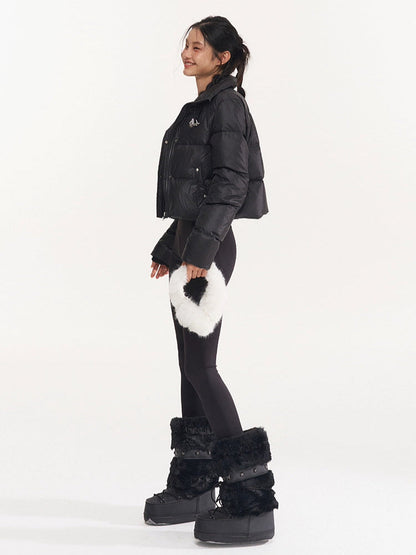 Black &amp; White Pearl Down Short Jacket