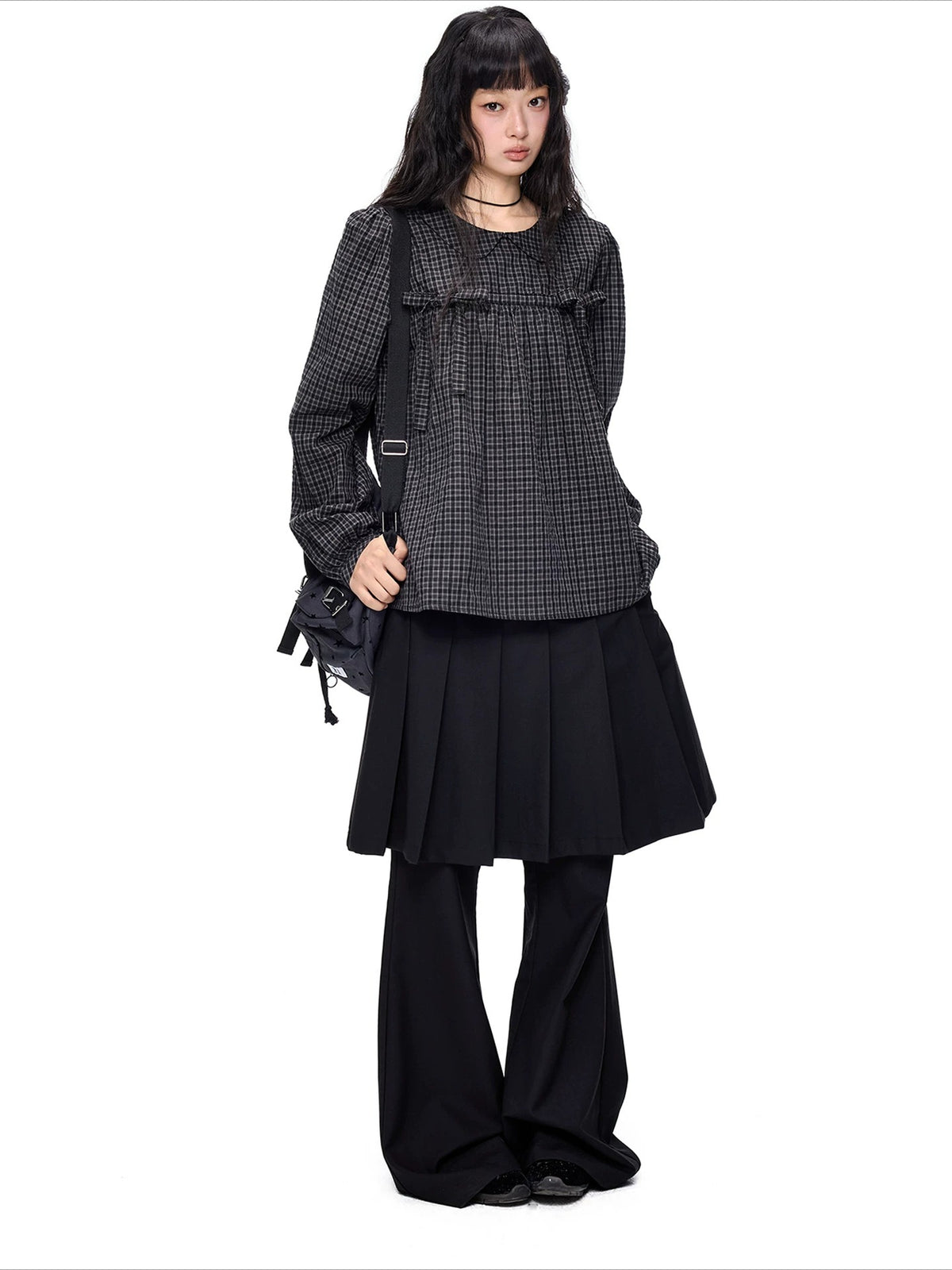 Pleated Skirt Flare Pants