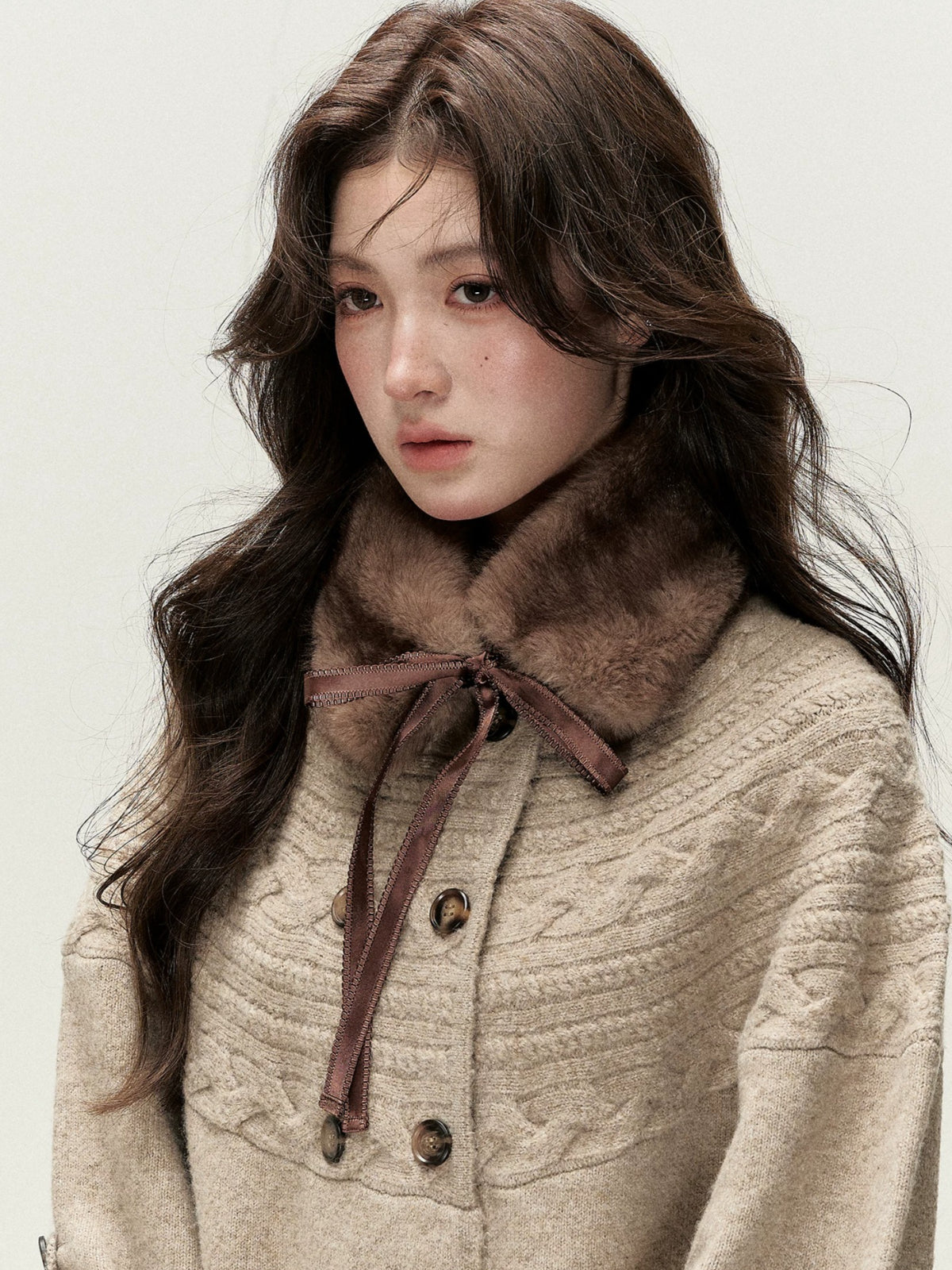 Vintage Bow Faux Fur Collar