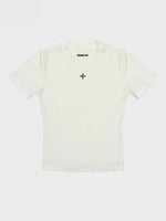 Waist-Cinching Embroidered Round-Neck T-Shirt