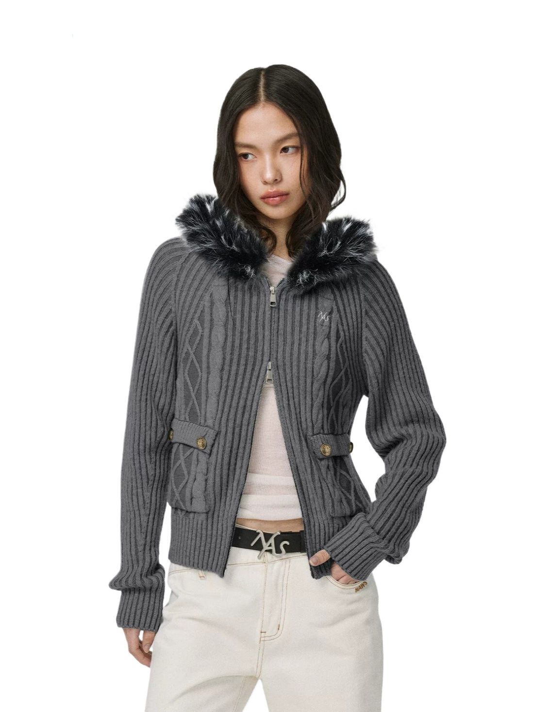 Solomon Cable Knit Hooded Cardigan