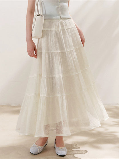 Lace Tiered A-Line Skirt