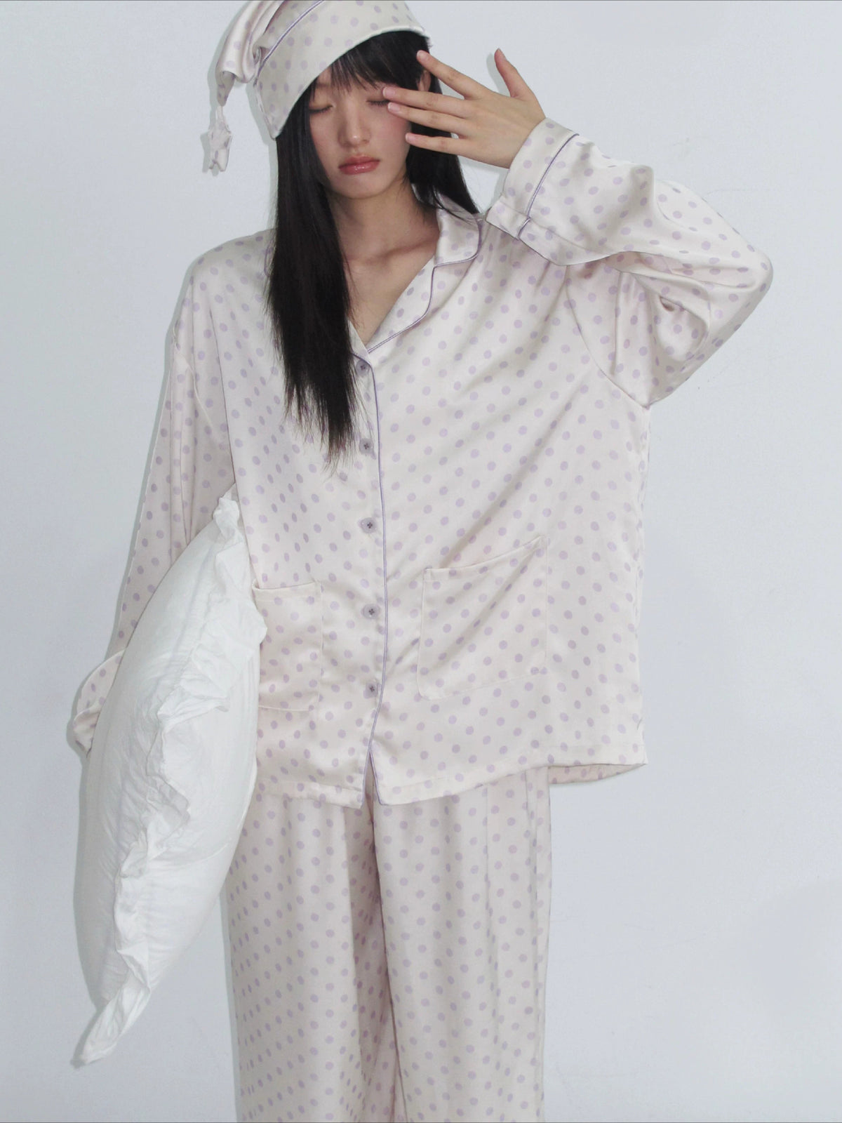 Purple Floral Polka Dot Loungewear Set