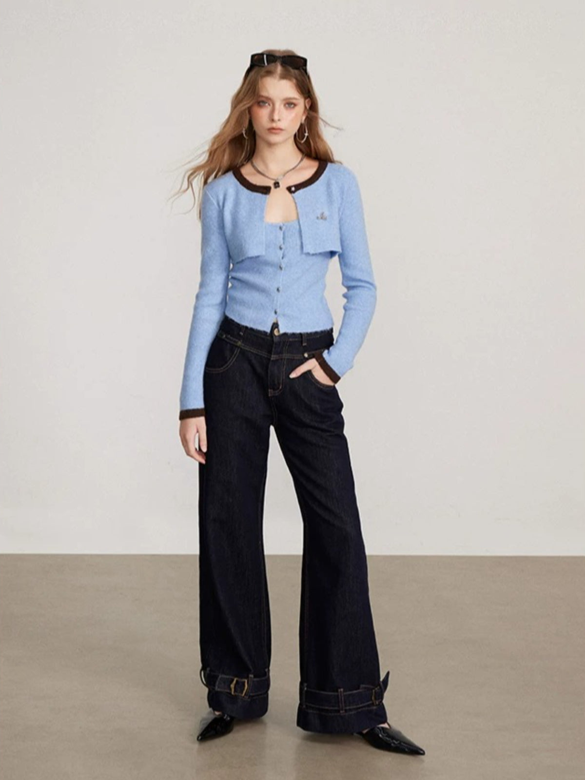 Layered Faux Two-Piece Knit Sweater