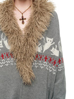 Fair Isle Cat Jacquard Cardigan