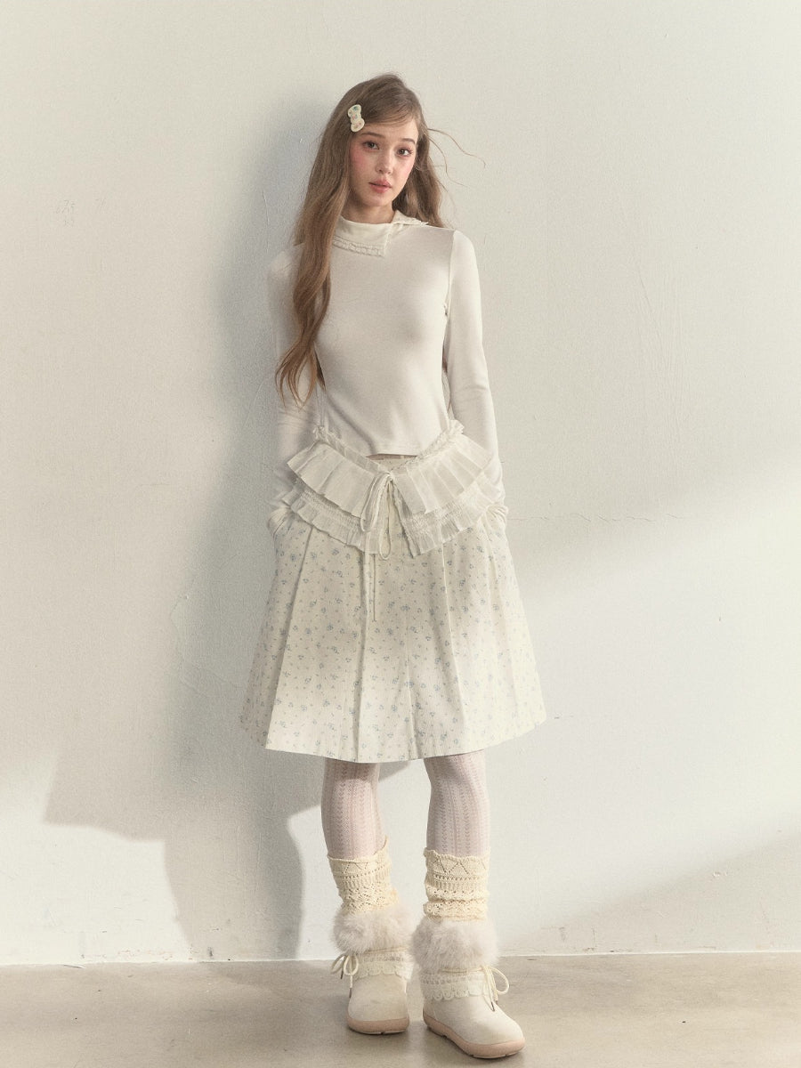 “Layered Essential” Pleated Panel Knit Top