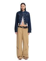 Denim Stand-Collar Regular-Shoulder Short Jacket