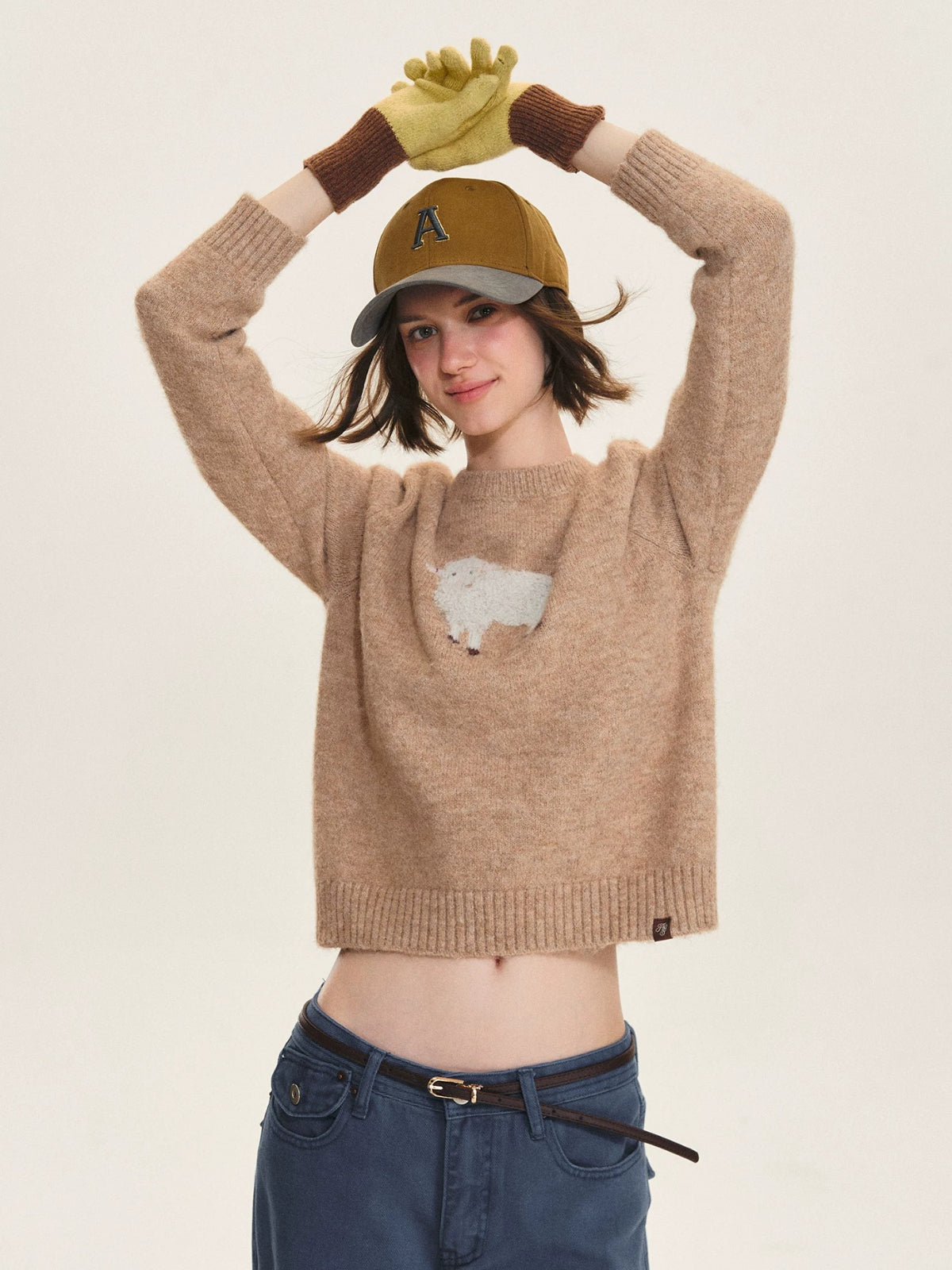 Wool Blend Sheep Embroidered Sweater