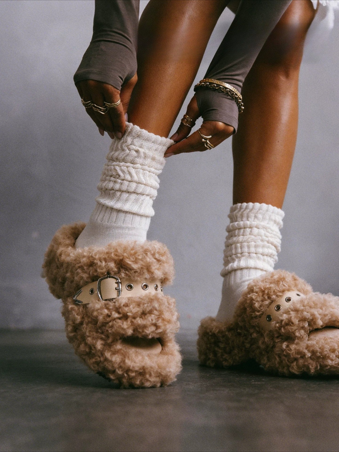 Teddy Platform Slippers