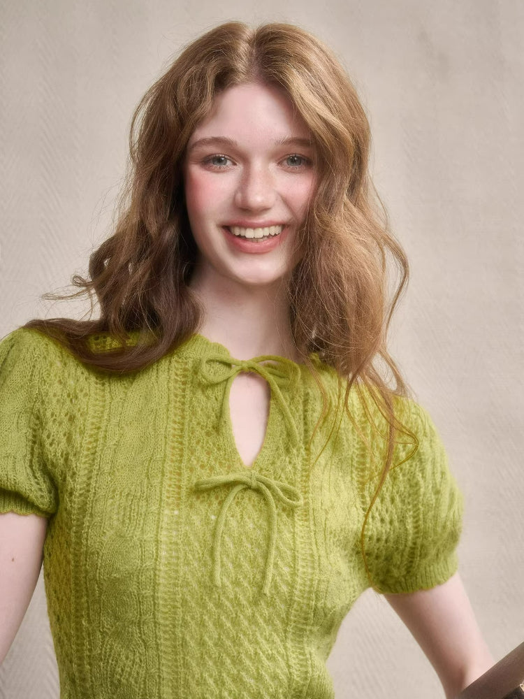 Mohair Wool Openwork Knit Sweater