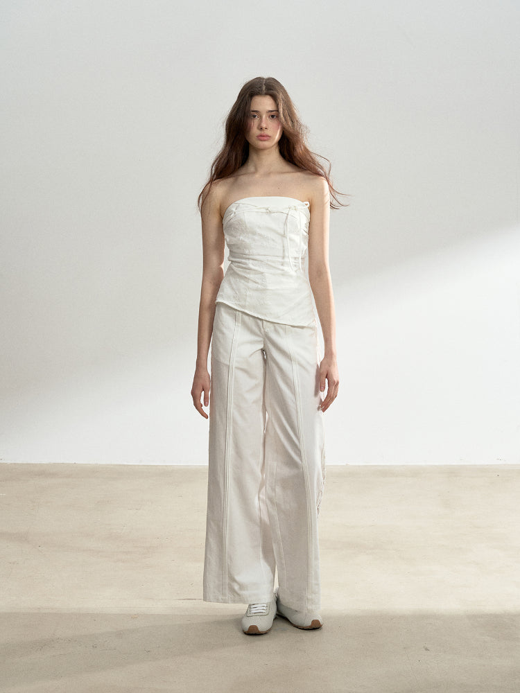 Cotton Lace Hollow Splicing Long Pants