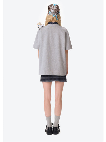 Map Illustration Crew Neck Short Sleeve T-shirt
