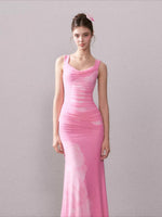 Floral Mesh Mermaid Maxi Dress