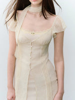 Tie-Neck Chiffon Mini Dress