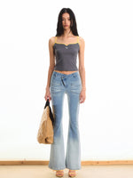 Gradient Mid-waist Washed Flared Pants