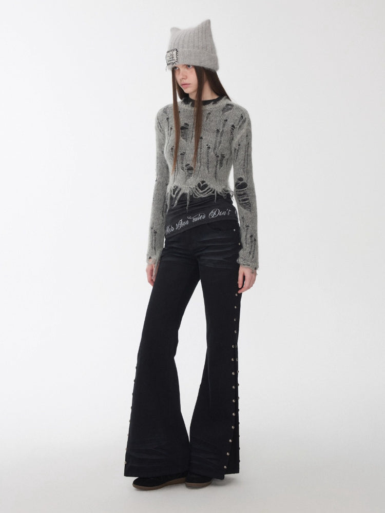 Mohair Distressed Cutout Sweater