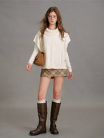 Oat Cookie Plaid A Line Mini Skirt