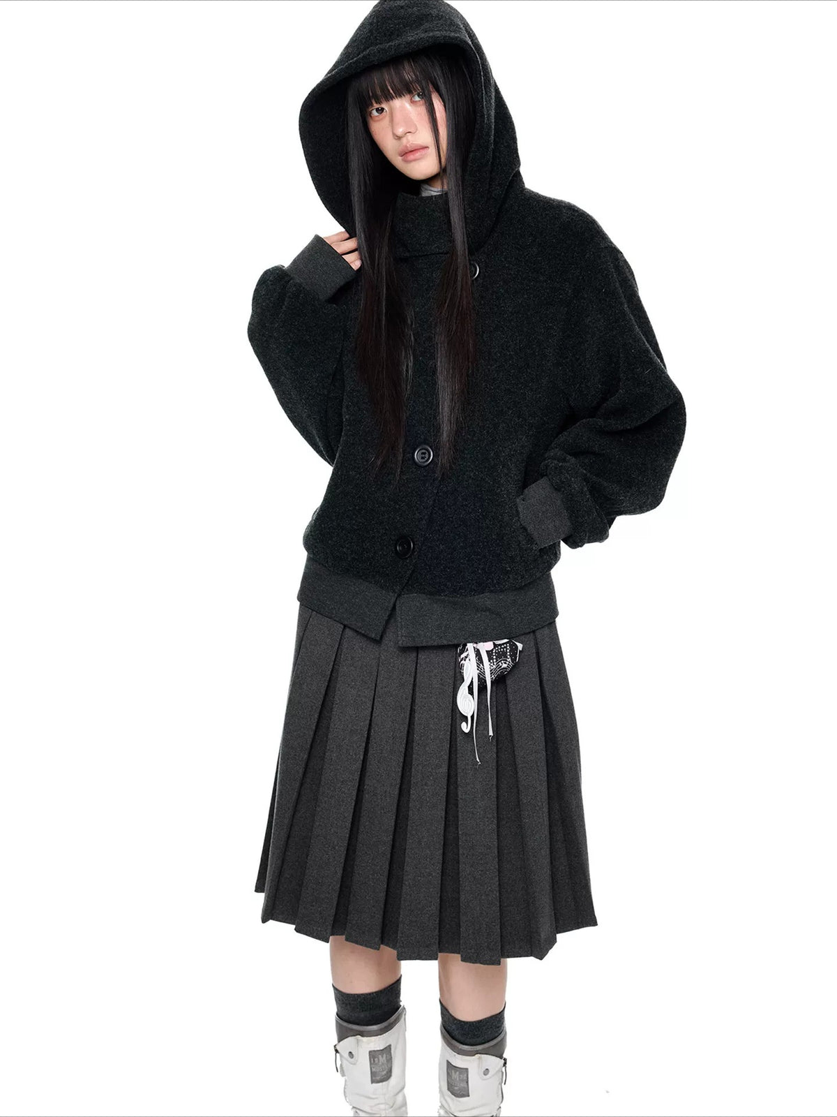 Hooded Button Jacket