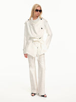 Draped Collar Belted Trench Coat