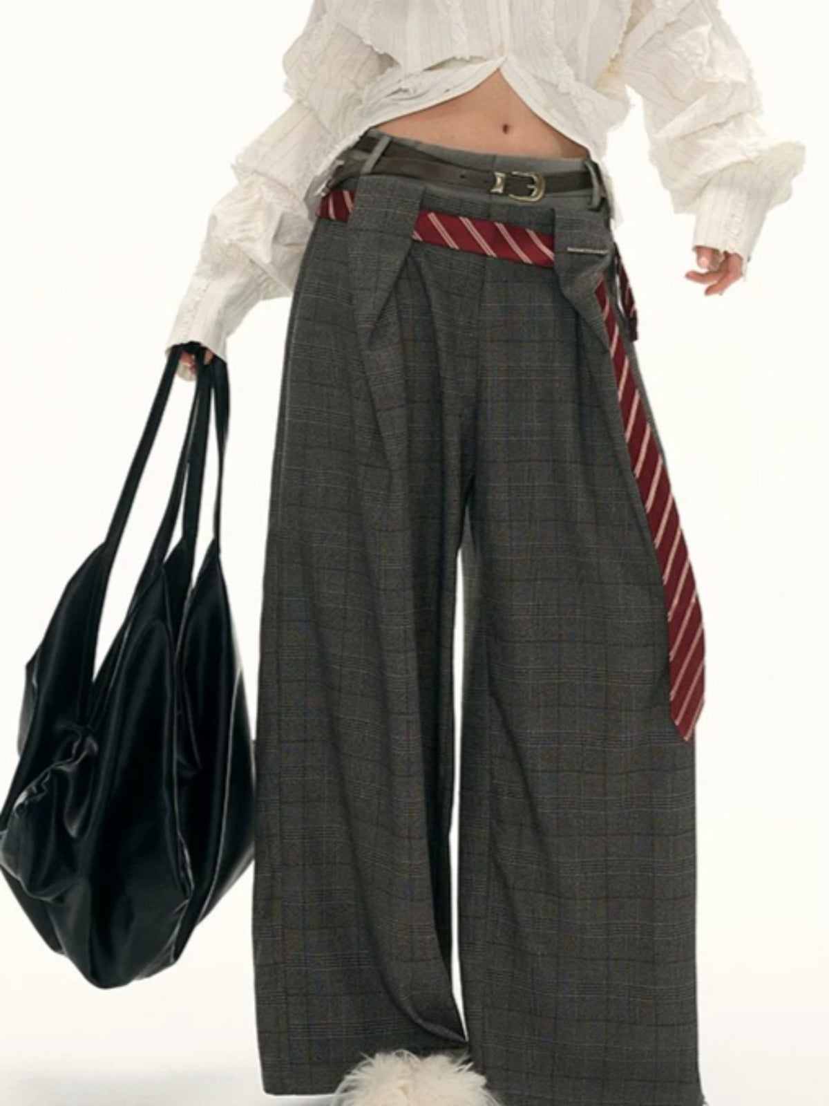 Double Waist Straight Leg Trousers