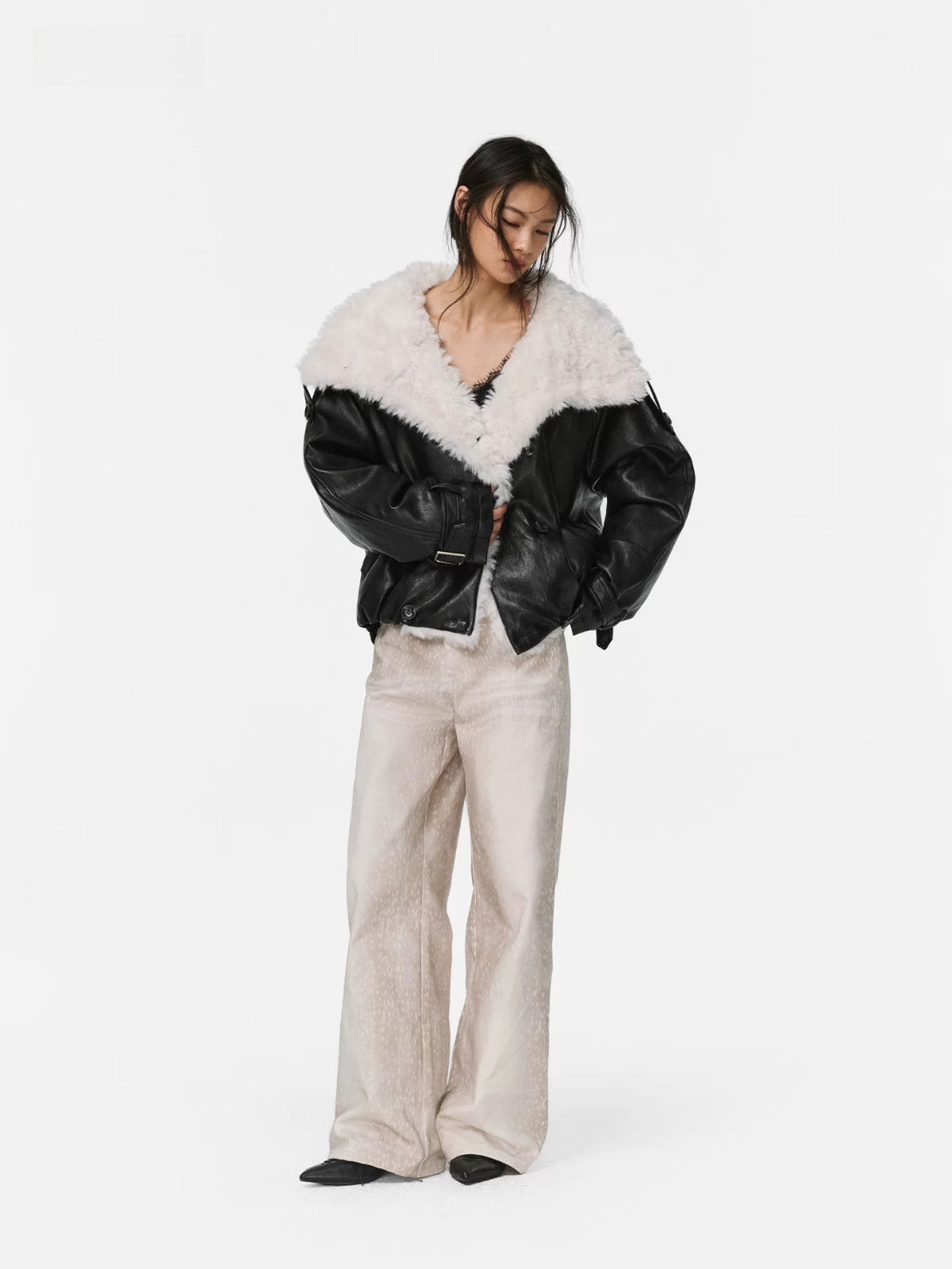 Midnight Fur Collar Leather Jacket