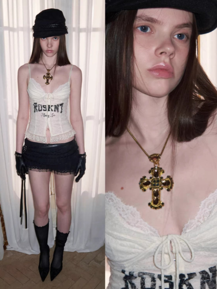 Lace Print Corset Top