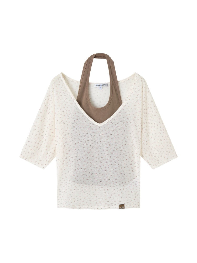 Sheer Layering Half Sleeve T-shirt