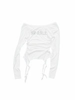 Garter Rhinestone Ruched Knit Top