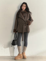 Fleece-Trim Wool Coat