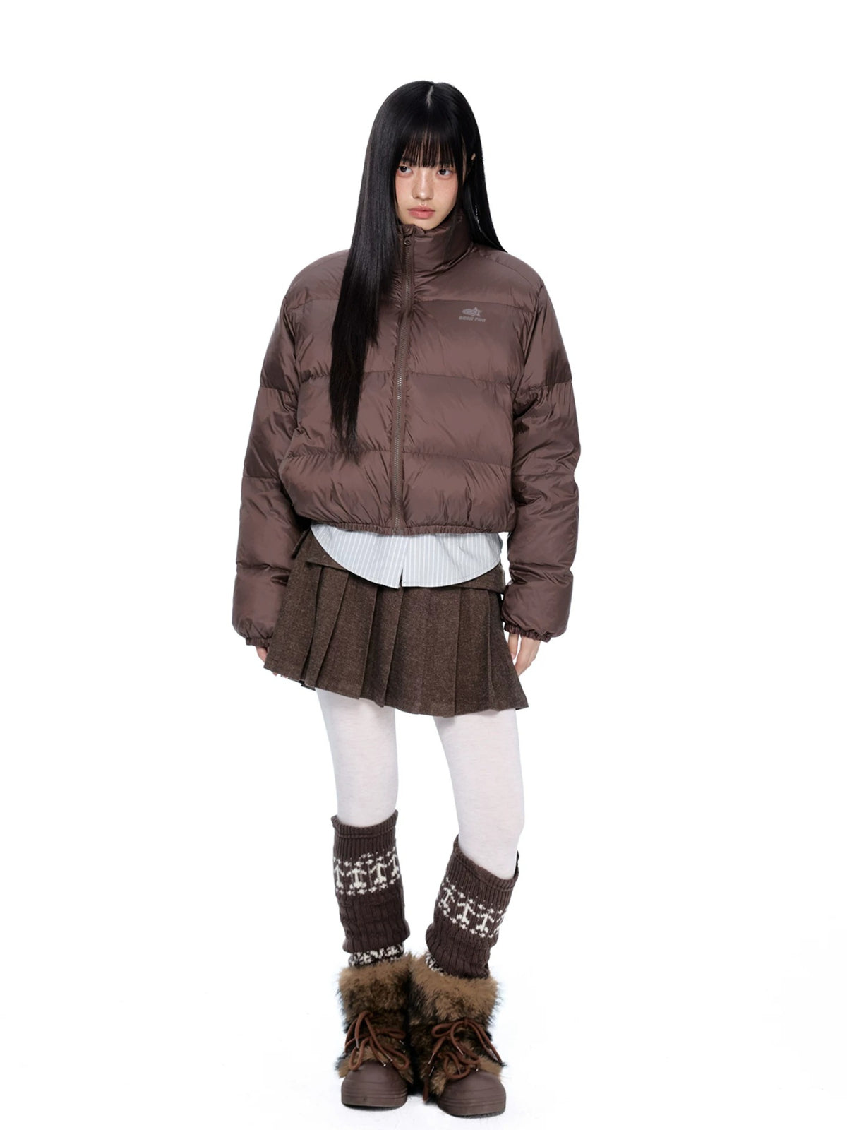 Maillard Cropped Down Puffer Jacket